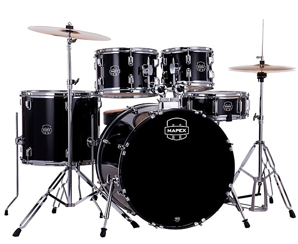 Mapex Comet 5-Piece Complete Drum Kit With 22" Bass Drum Dark Black