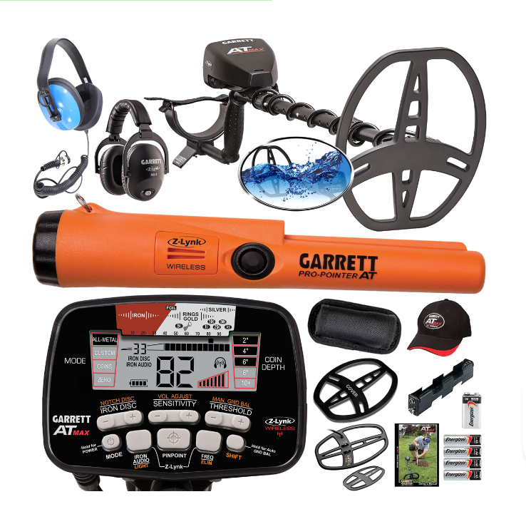 Garrett AT MAX with 2 COILS, Waterproof Headphones + Pro-Pointer AT Z-Lynk Pinpointer