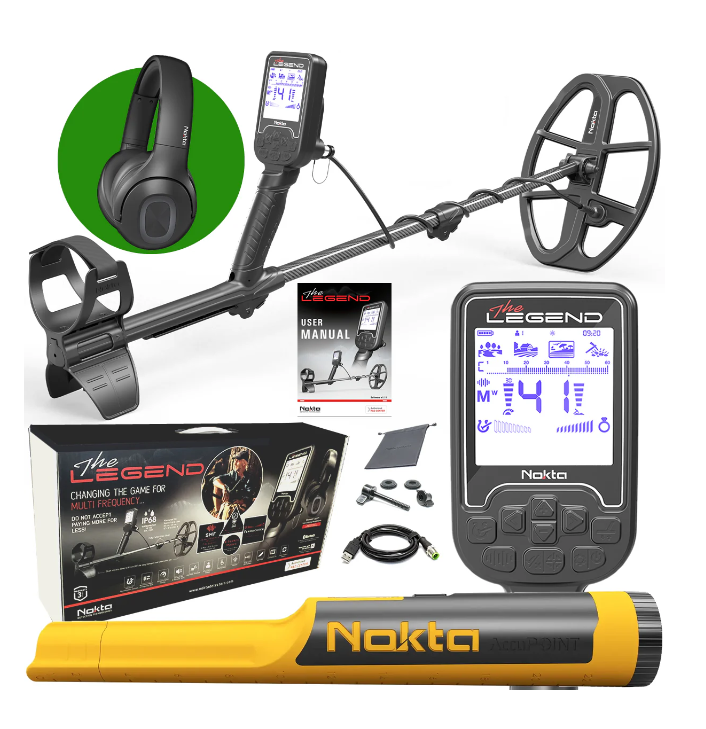 Nokta Legend "Next Generation" Multi-Frequency Waterproof Metal Detector with Wireless Headphones and Accupoint Pinpointer