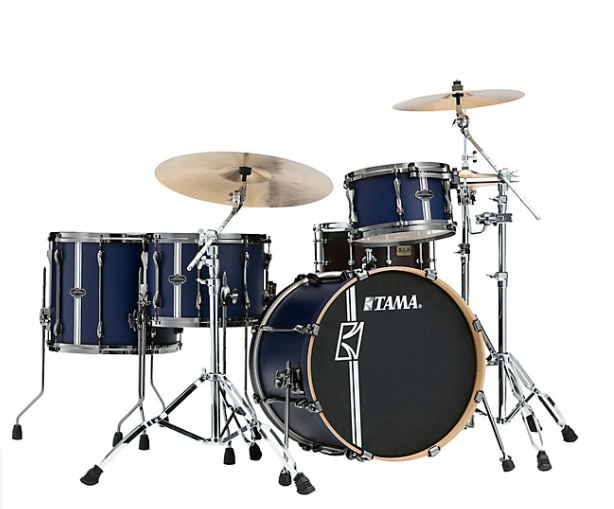TAMA Superstar Hyper-Drive Duo 4-Piece Shell Pack Satin Blue Vertical Stripe