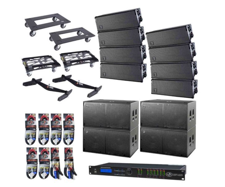 8) DAS Event 210A Dual 10" Multipurpose Powered Line Array Speakers with(4) Event 218A Dual 18" Powered Subwoofers